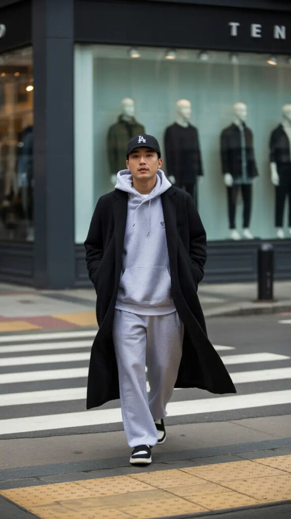 Layered Hoodie with Overcoat