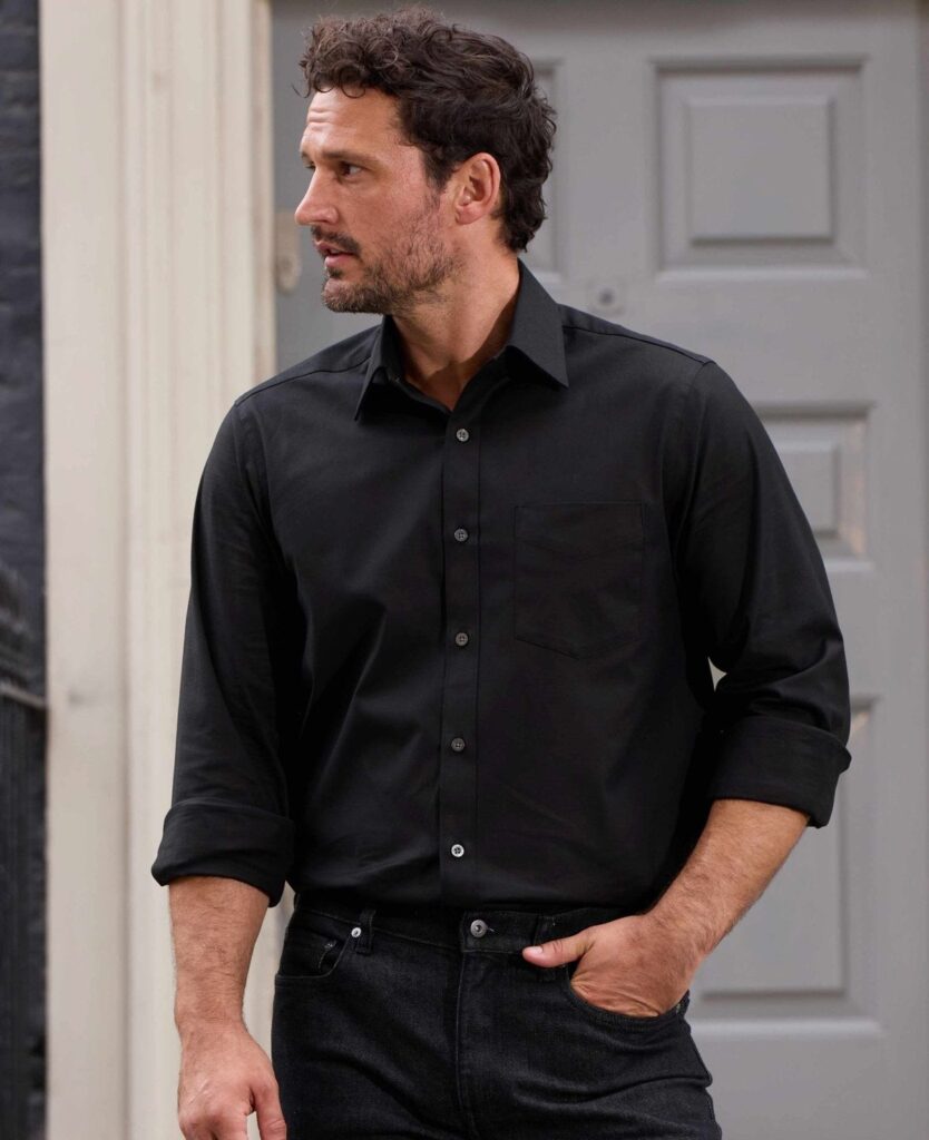 Black Slim-Fit Formal Shirt
